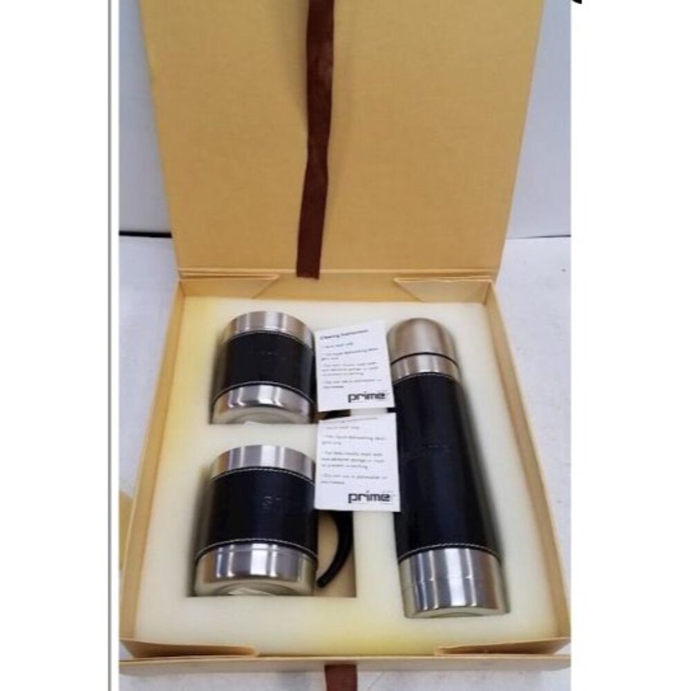 Samsung Branded Stainless Steel & Leather Thermos Travel Mug Set